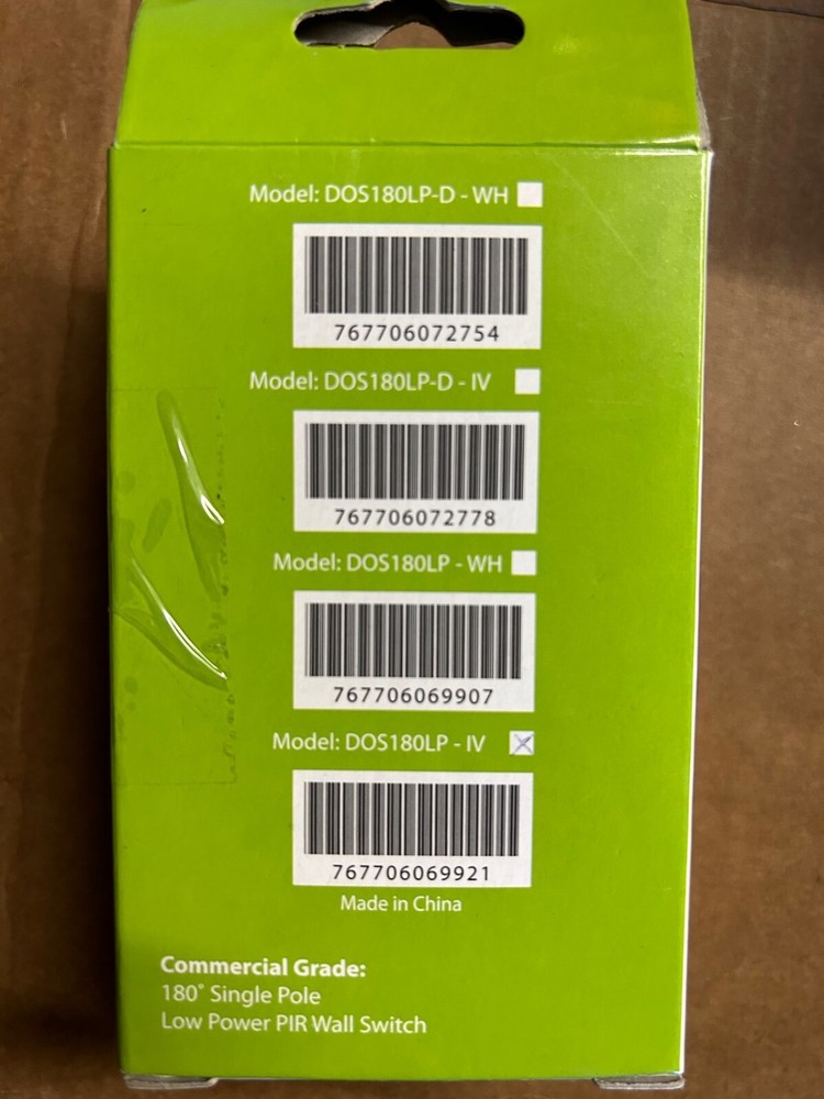 Nicor Maxcor DOS180LP-IV Occupancy/Vacancy Sensor Motion Switch Ivory NEW