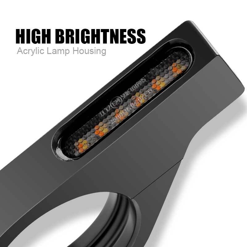 2* Motorcycle 41mm Fork Clamp Front LED Turn Signals Blinker Light Amber+White