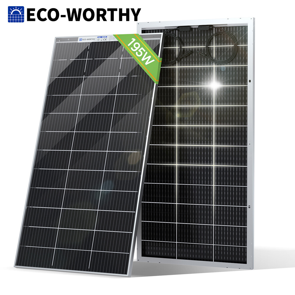 ECO-WORTHY Bifacial 195W Watt 12V Solar Panel Mono HighEfficiency PV for Sunshed