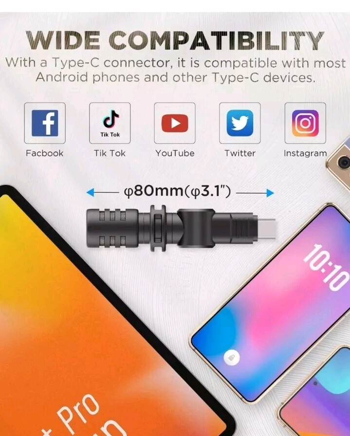 BOYA BY-M100UC Mini USB C Microphone Plug&Play Smartphone Camera Laptop