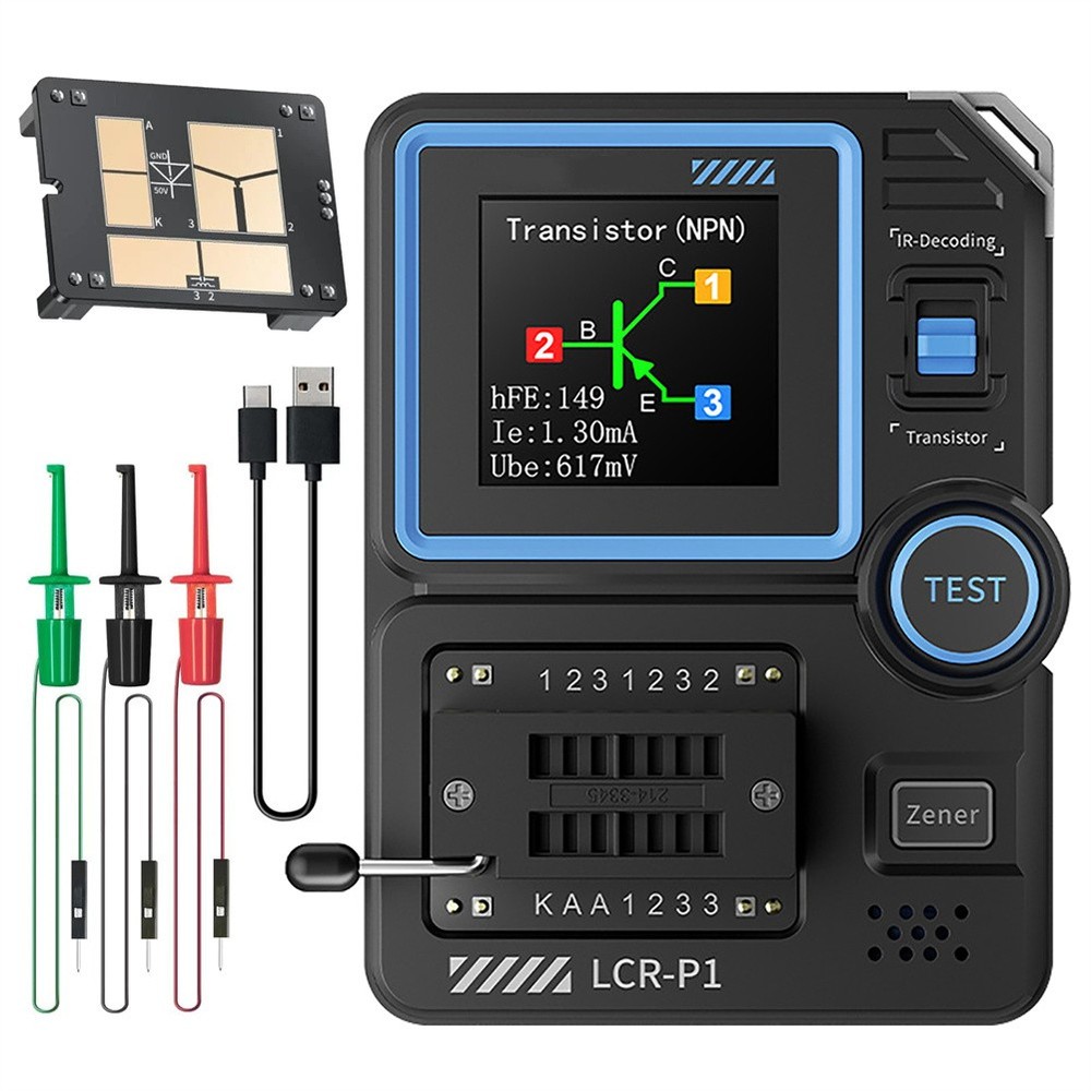LCR-P1 Transistor Meter Capacitor Tester ESR Diode Triode NPN Infrared Decoding
