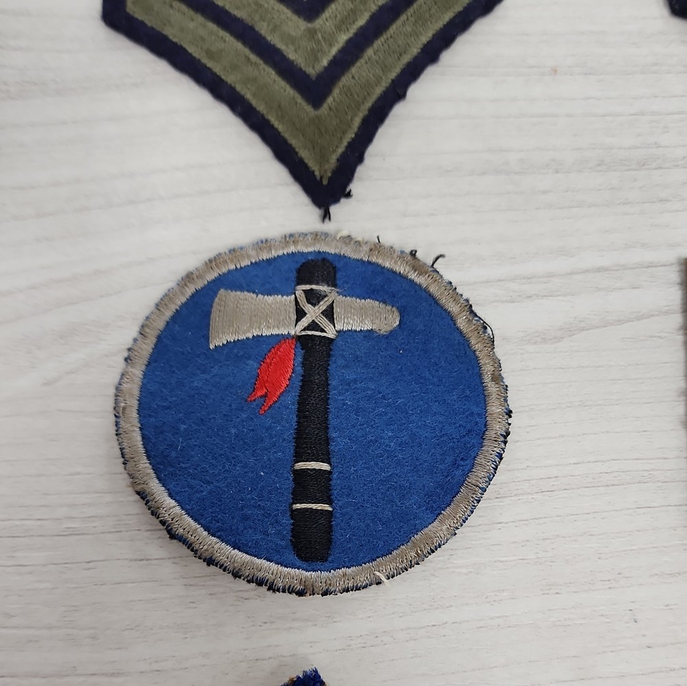 Two WW2 US 7th Army Seven Steps to Hell Patch One 19th Corps Tomahawk plus more