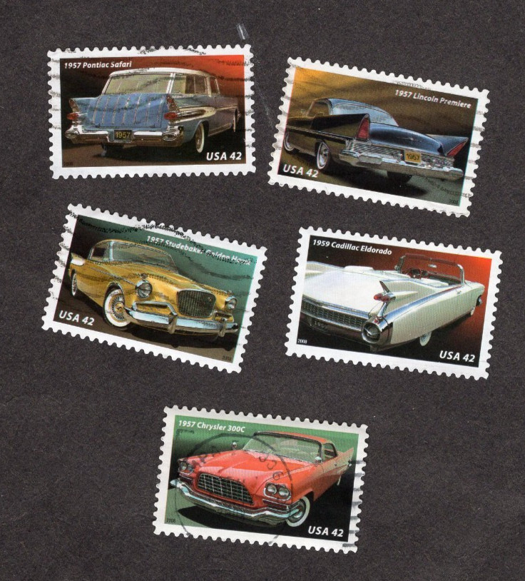 #4353-7 Tail Fins & Chrome Stamps, Used Set, 42 cent, Off Paper