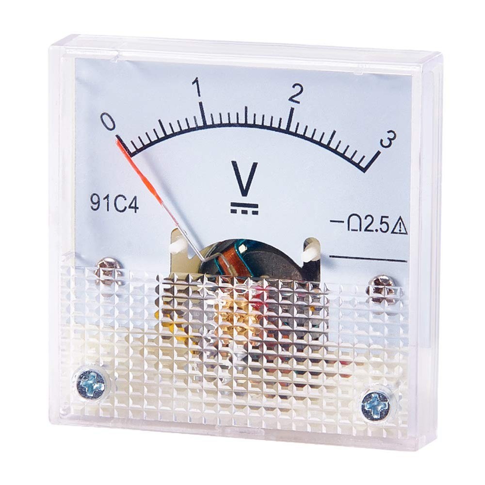 Fielect 91C4 Analog Panel Voltage Gauge Volt Meter DC 0-3V Class 3V, clear