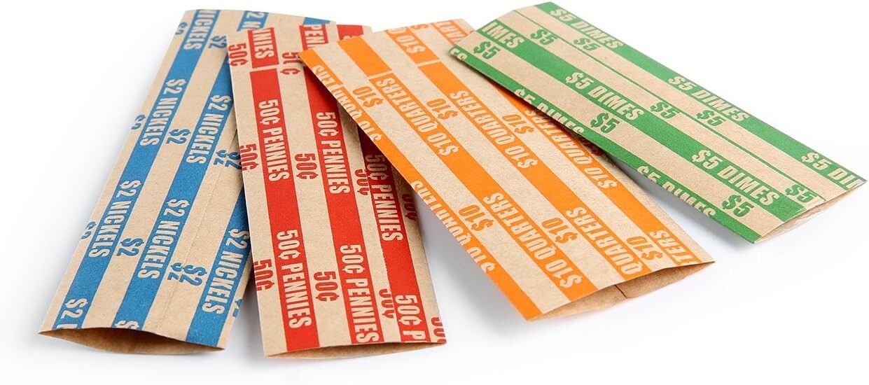 400 PCS Assorted Coin Roll Wrappers–100 Penny, 100 Nickel, 100 Dime, 100 Quarter