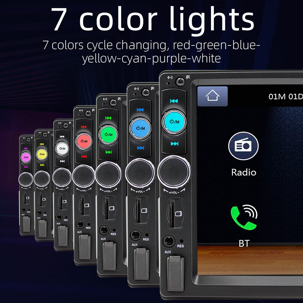 Single 1Din 7" Touch Screen Stereo Bluetooth Radio Car Apple/Android Carplay GPS