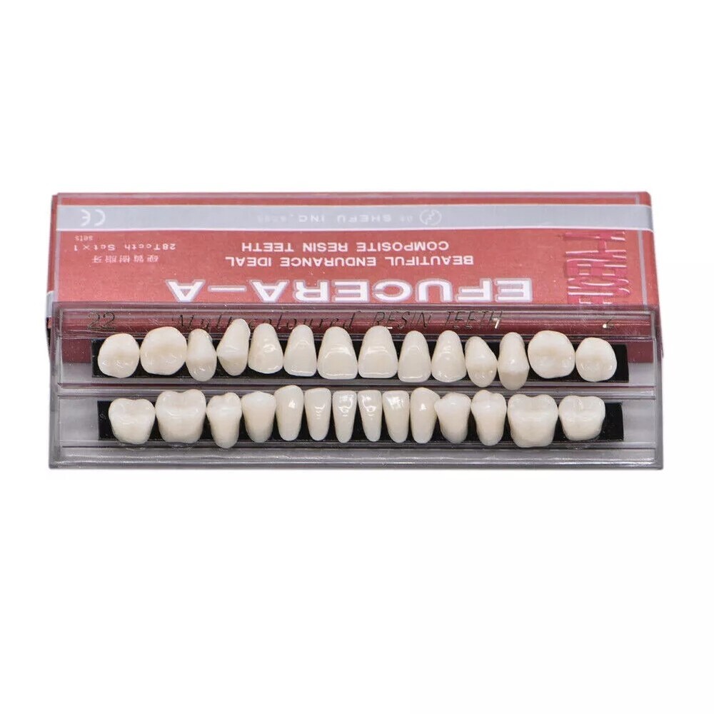 Dental Acrylic Resin Denture Shade A2A3 Upper Lower Full Set False Teeth US