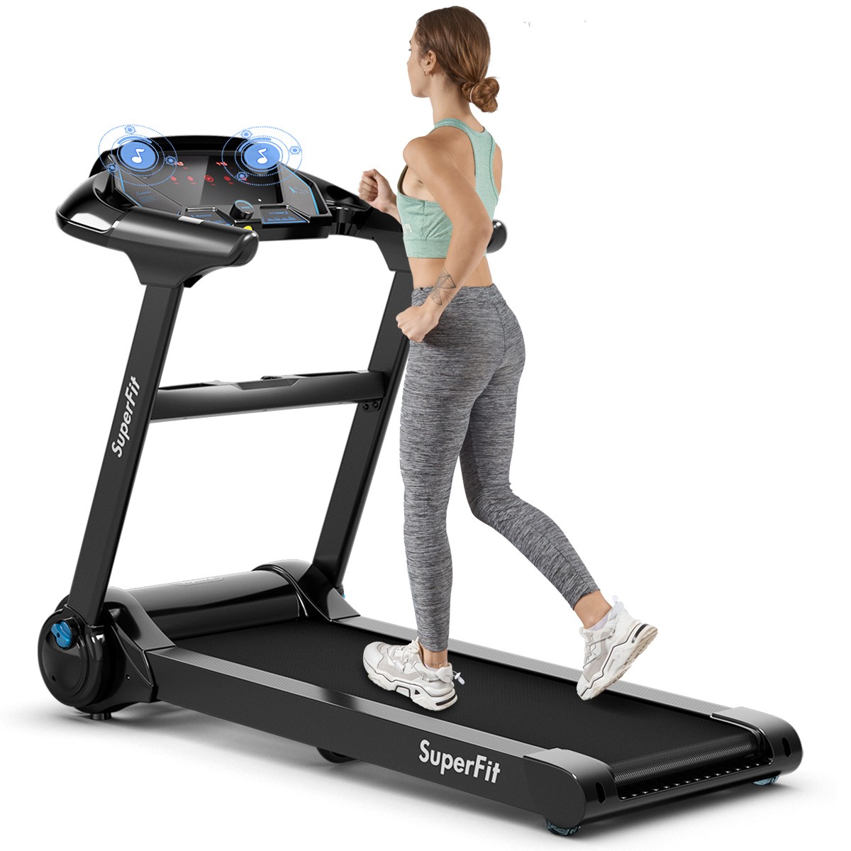SuperFit 2.25HP Folding Treadmill Running Machine W/APP Control Heart Rate