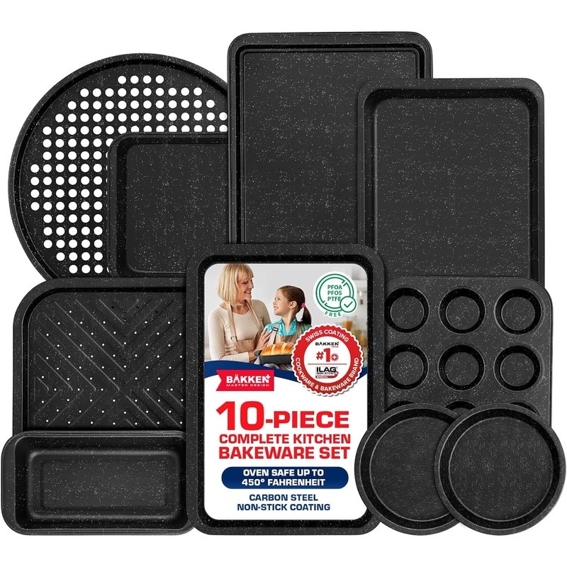 Nonstick Carbon Steel Bakeware Set 10 Piece Kitchen Essentials Baking Pans New