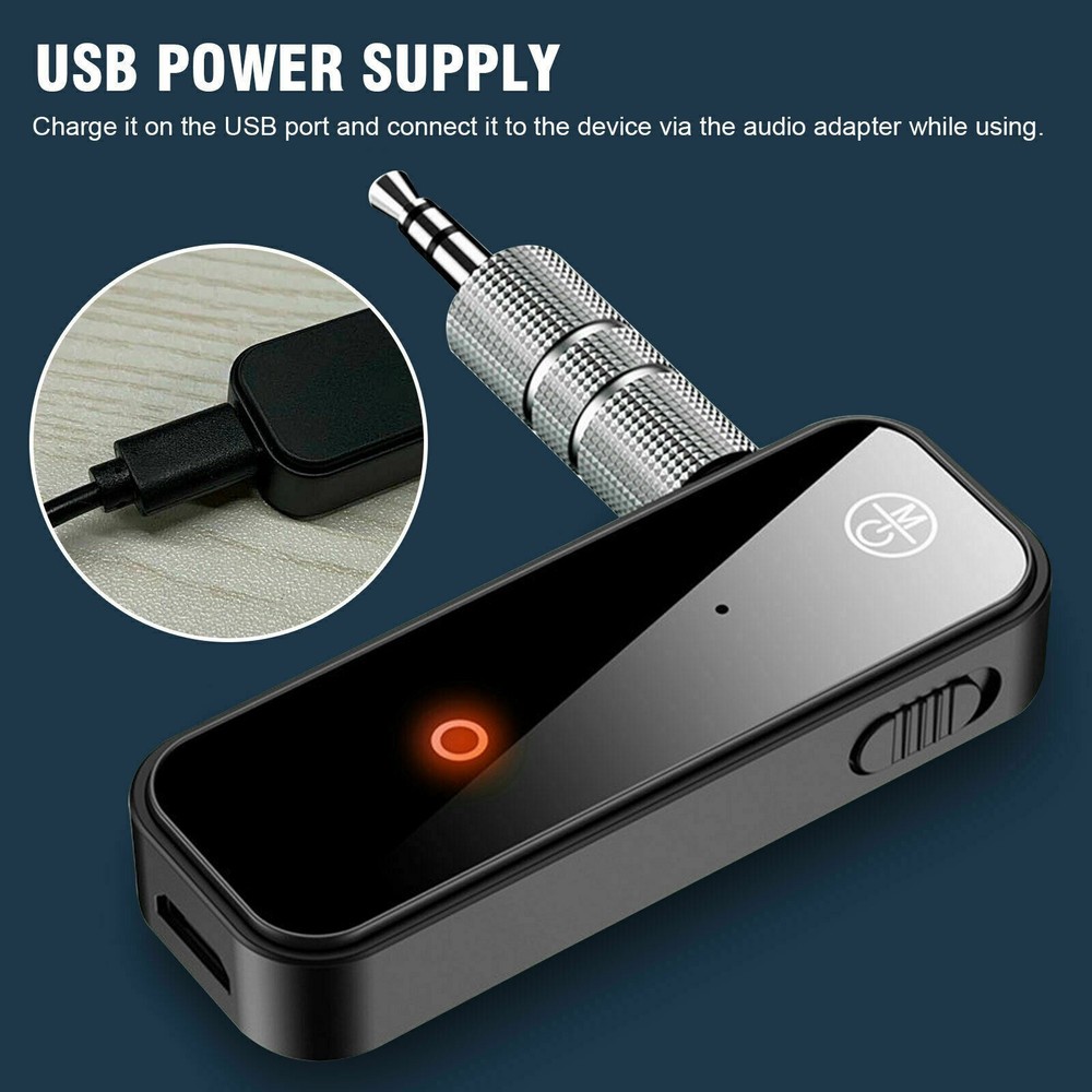 2 IN 1 USB Bluetooth 5.0 Audio Transmitter Receiver Adapter 3.5 AUX Cable