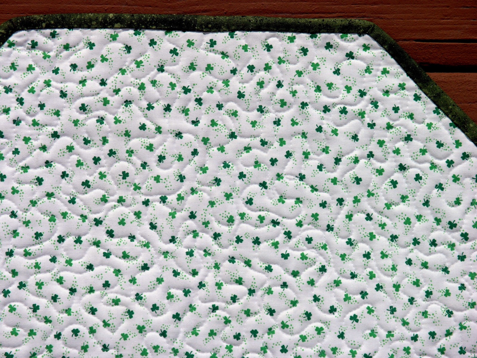 Handcrafted Quilted Table Runner Topper ST PATRICK'S DAY SHAMROCKS TOP HATS