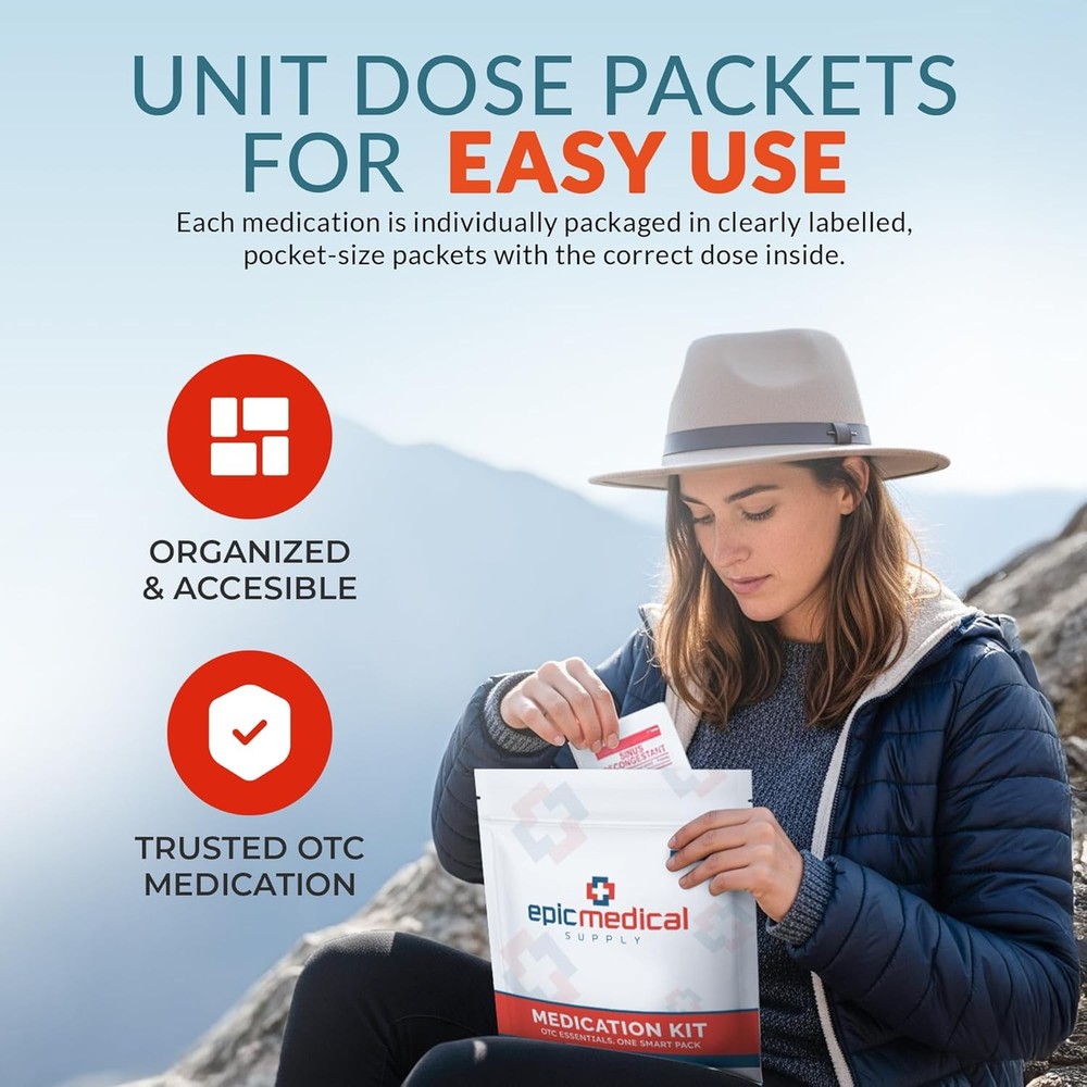 First Aid Kit Medication Refill – 70-Count Unit Dose Packets – Emergency Med