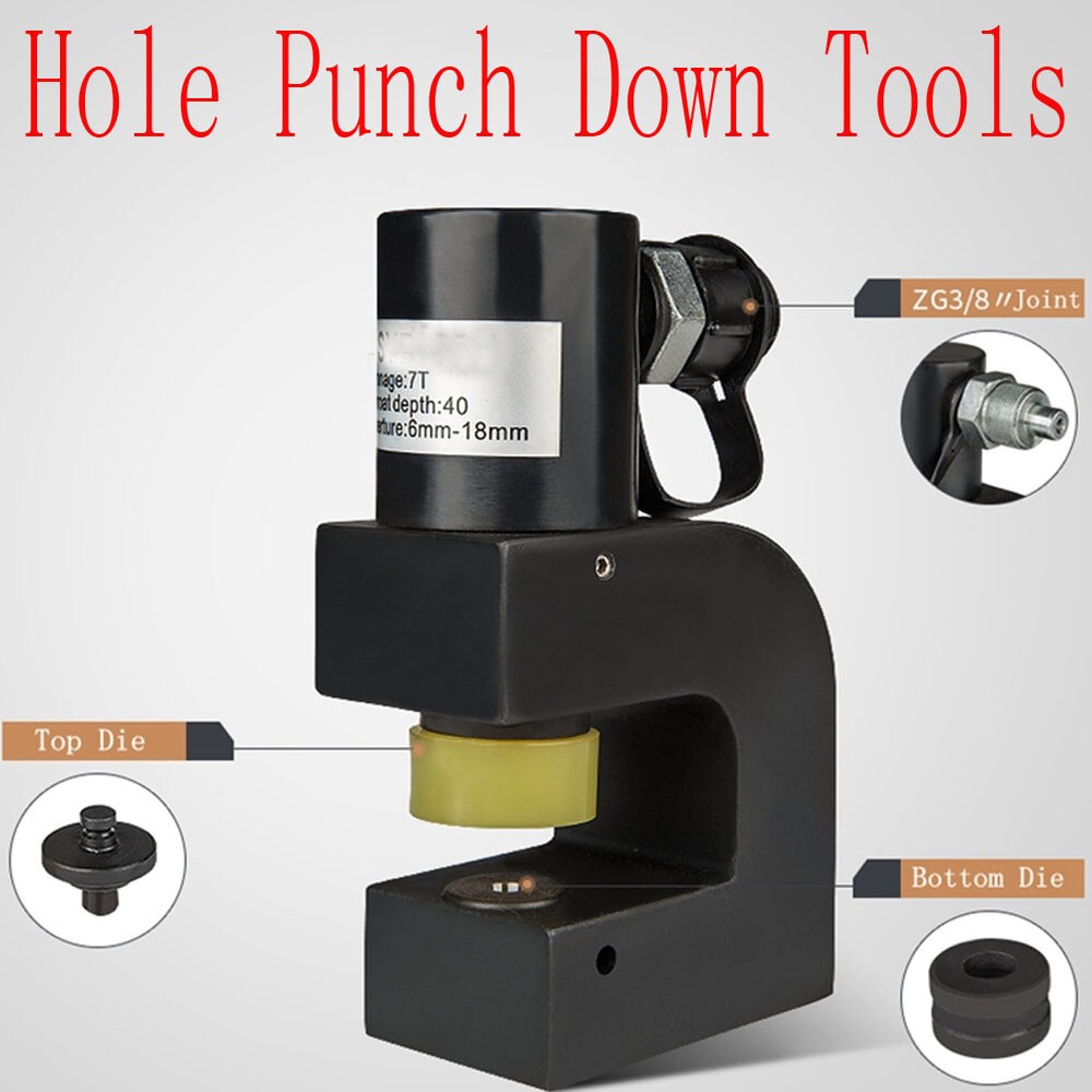 Portable Hydraulic Angle Iron Angle Steel Hole Punch Down Tools +7 Dies