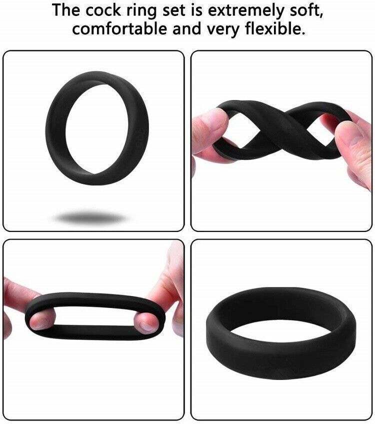 6PCS Cock Ring Silicone Super Stretchy Strong Stay Harder Penis Rings Sex Toys