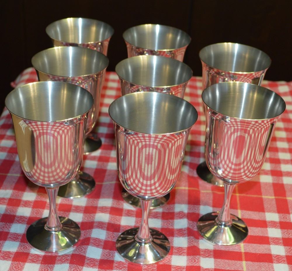 Vintage Salem Silverplated Water Goblets. 6.3/4" Tall, Mid Centruy, Made in USA