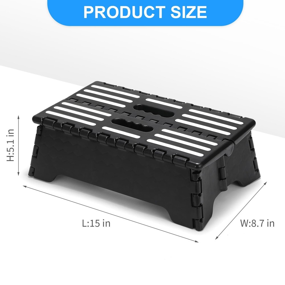 5" H Folding Step Stool for Adults & Elderly, 1 Pcs Lightweight Foldable Step...