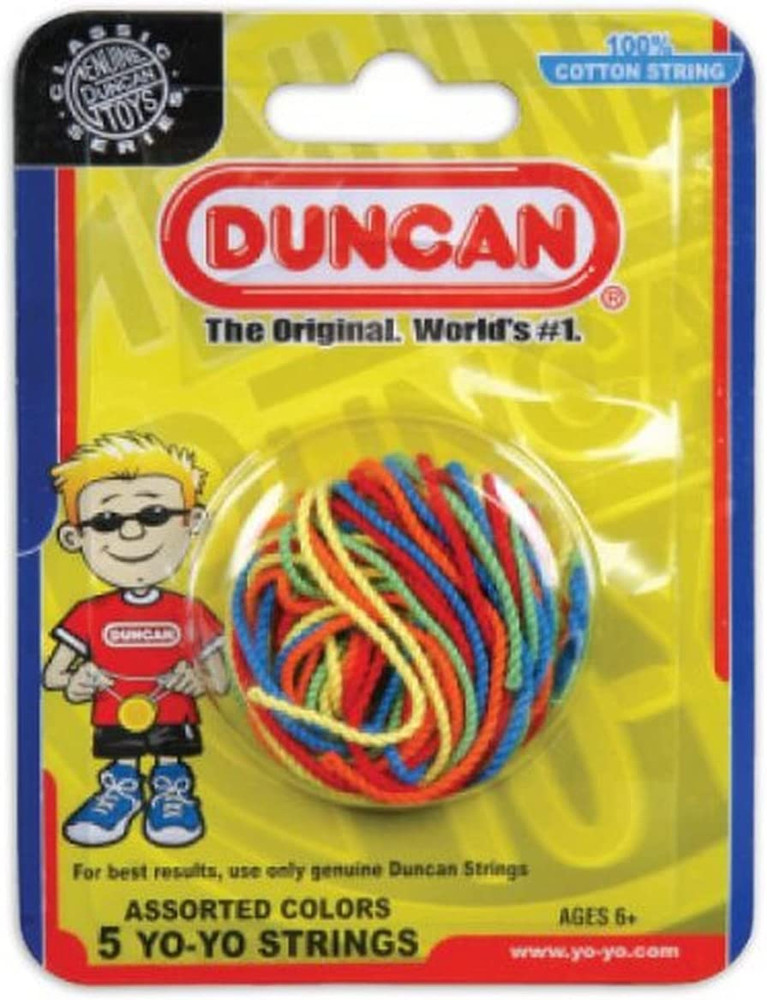 Duncan Toys Yo-Yo String [Assorted Colors] - Pack of 5 Cotton String for Plastic
