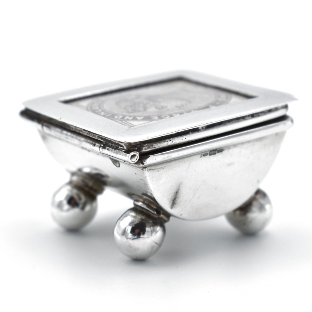 Vintage Solid Silver Stamp Case Holder 925 Sterling