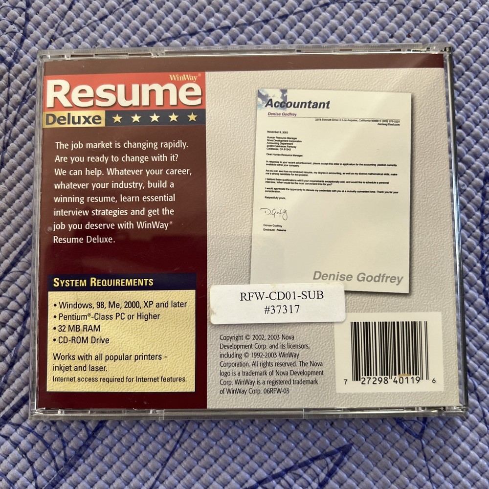 Winway Resume Deluxe For Windows 2000, XP