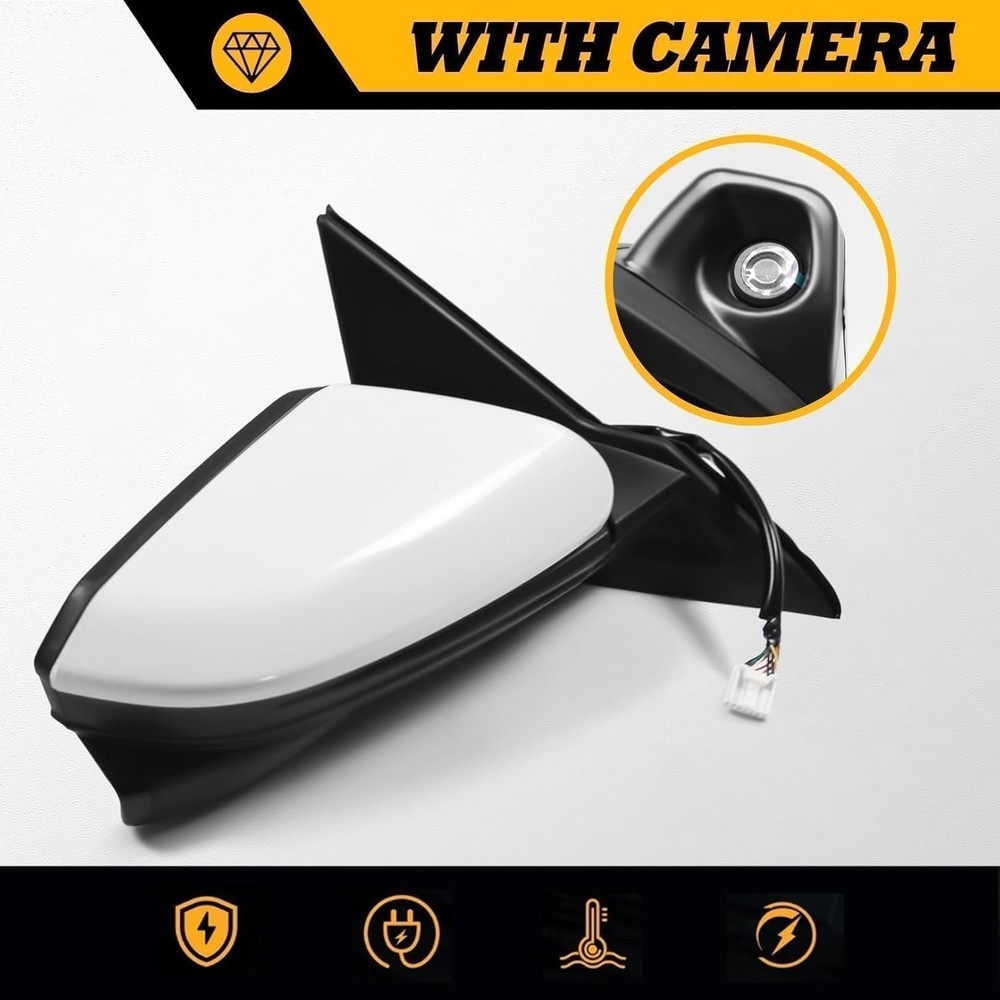 Passenger Side Door Mirror Assembly with Camera Compatible with Honda Civic 2016