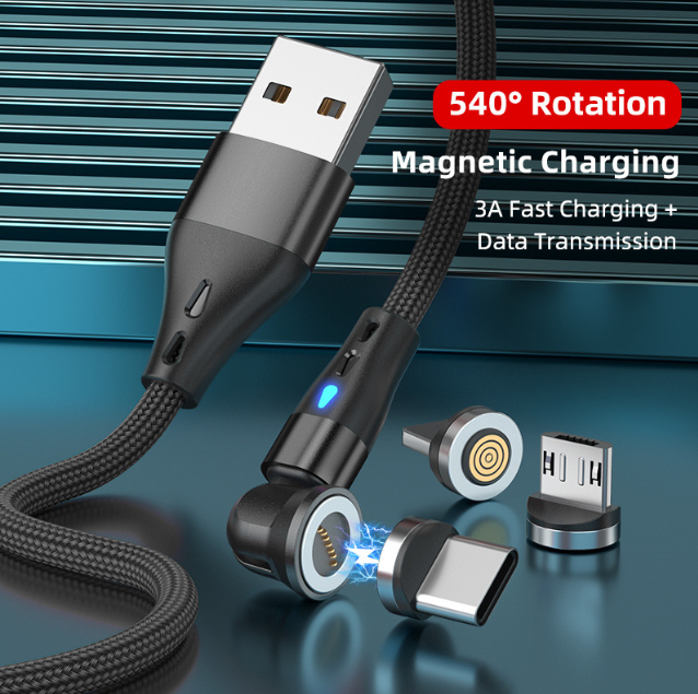 3 Pack Magnetic Micro USB Fast Charging Cable For Android Samsung Charger Cord