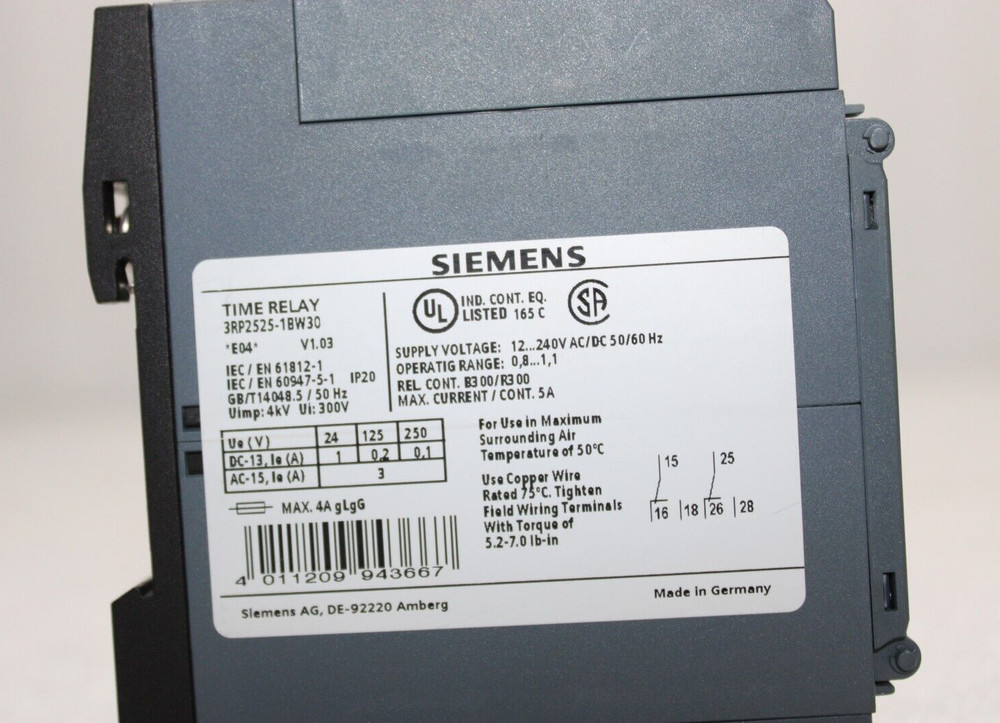 SIEMENS 3RP2525-1BW30 TIMER DELAY RELAY