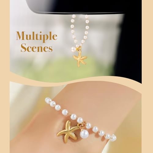 Steering Wheel Charm Accessory Peral Pendant Car Decor Rearview Mirror Starfish