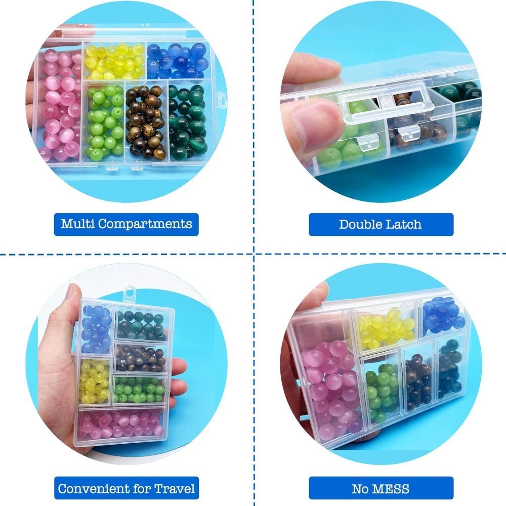 Plastic Organizer Box with Dividers 2 Pack Small Containers with 6 Compartments