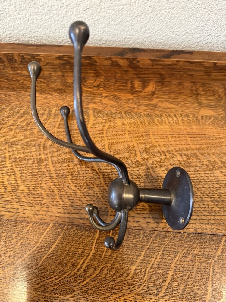 Antique Brass 3 Prong 6 Hook Holder Solid Brass Towels Wall Hooks Coat Rack