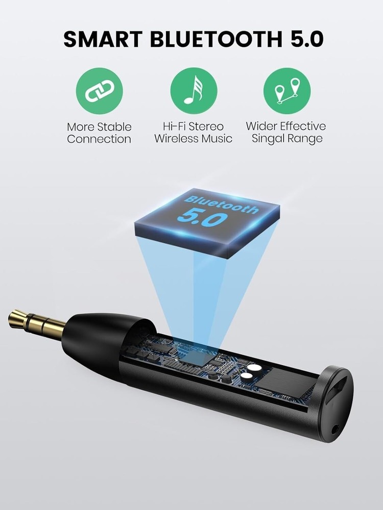 Adaptador Auxiliar Bluetooth para Coche Receptor de Audio Inalámbrico Bluetooth.