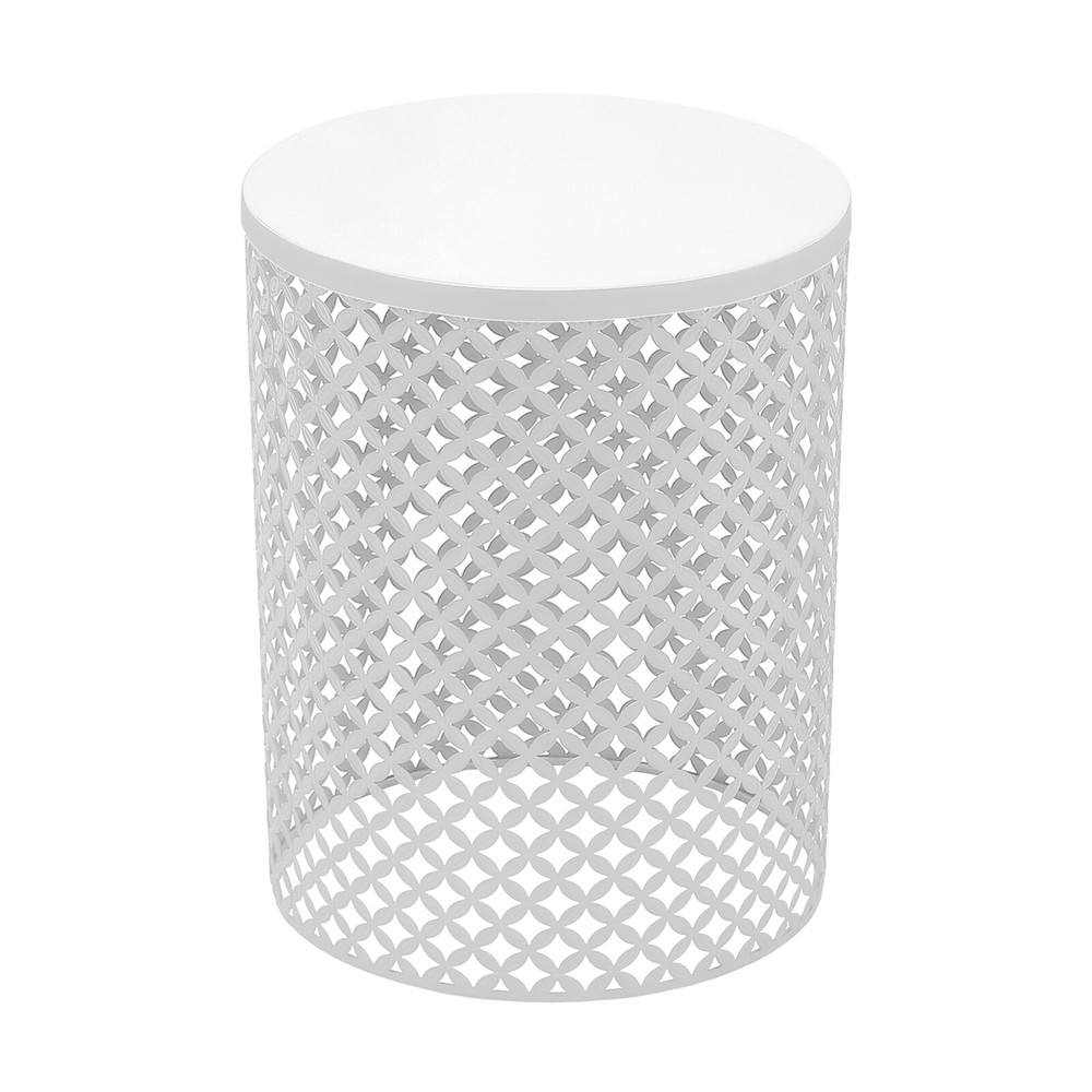 2PCSModern In/Outdoor Side Table Metal Frame Accent Table Round End Table Decor