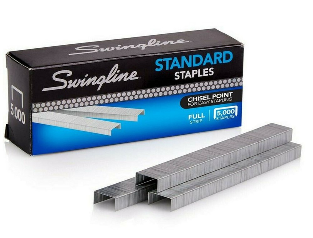 Swingline Chisel Point Standard Staples, 210/Strip, 5000/Box, Silver