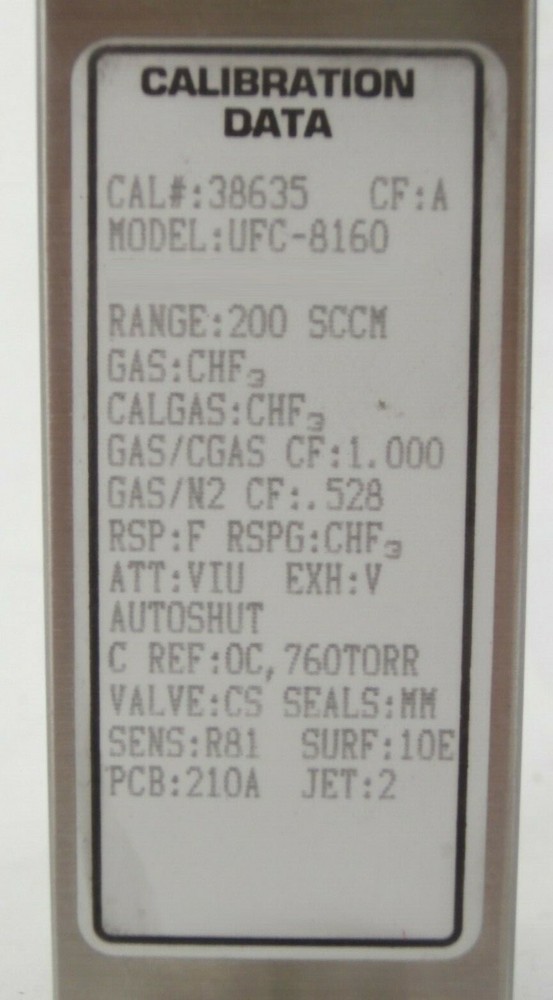 UNIT Instruments UFC-8160 Mass Flow Controller MFC 200 SCCM CHF3 Working Spare