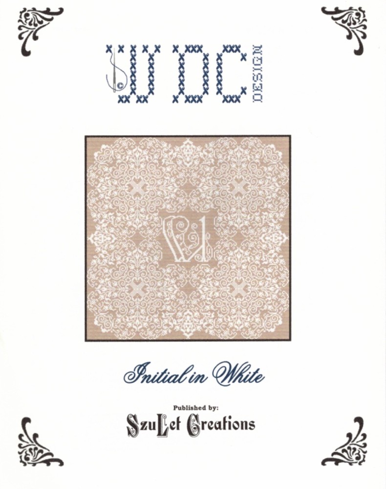 Initial in White Cross Stitch Pattern by Wal  D' Champs Designs