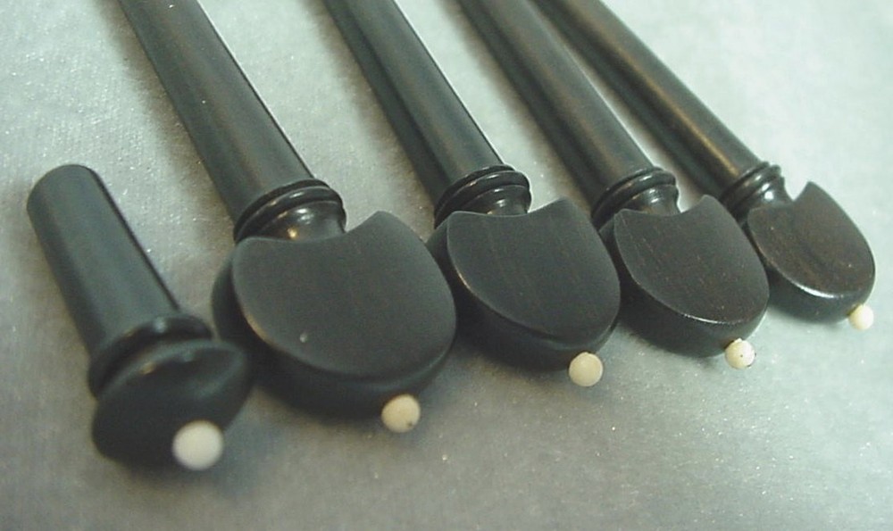 BLACK EBONY WITH WHITE PIP VIOLIN PEG SET for 4/4 size