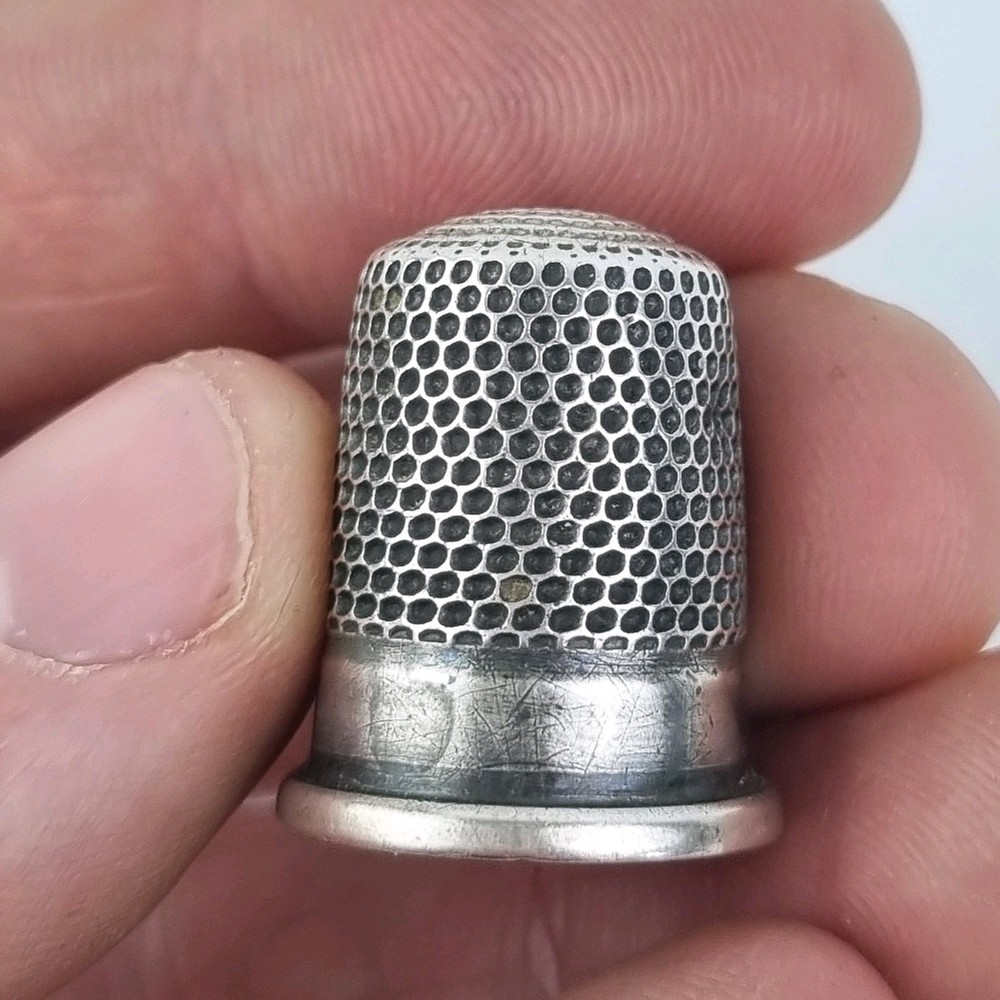 Antique Solid Silver Thimble Chester Hallmarks Rubbed