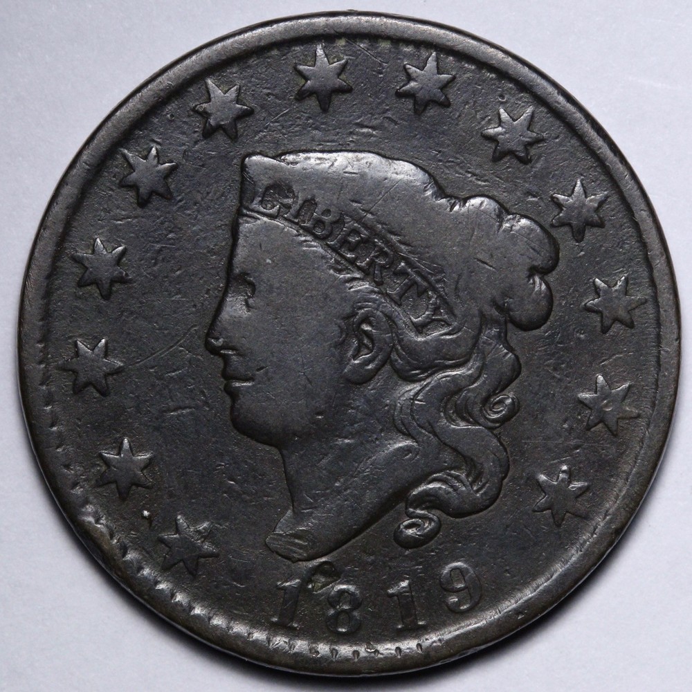 1819 Coronet Head Large Cent FINE E105 STXNM