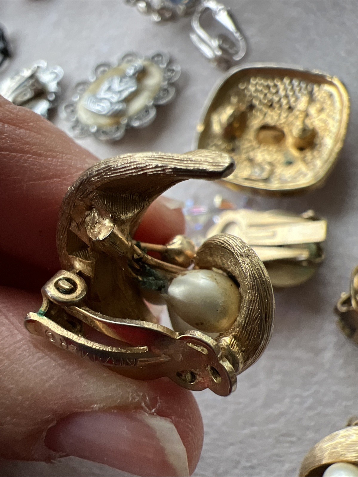 Vintage HIGH END COSTUME EARRING LOT - 13 Pair - Boucher, Trifari, Juliana +++!