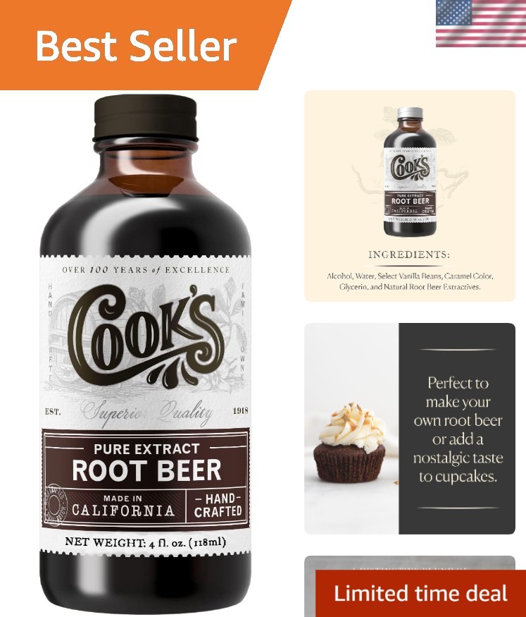 Root Beer Extract Flavoring, For Root Beer Making and Baking, 4 Ounce