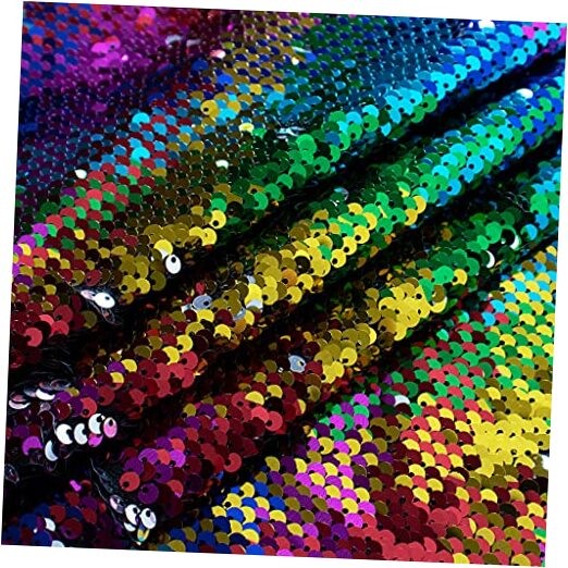 Sequin Fabric Mermaid Fabrics 3 Feet 5mm Glitter 1yard Rainbow to Silver