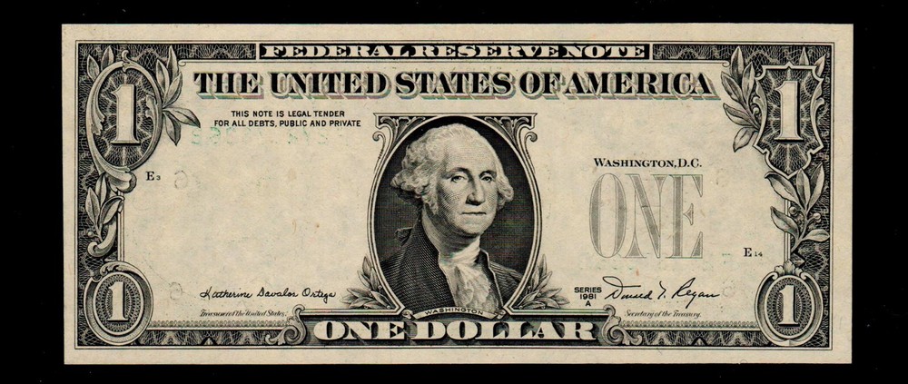 Overprint on Back Error 1981-A $1 Uncirculated