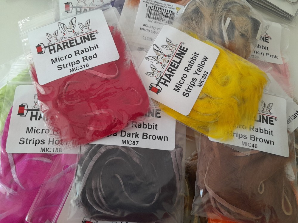 Hareline Micro Rabbit Strips All Colors Cut Thinner Than Regular 11in Long
