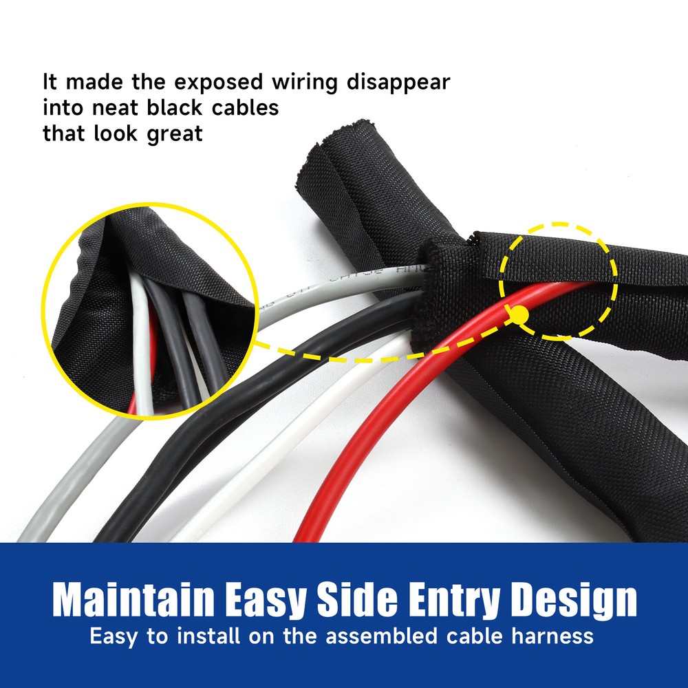Black Braided Split Cable Hose Sleeve Wire Loom Tube Pipe SelfClosing Protection
