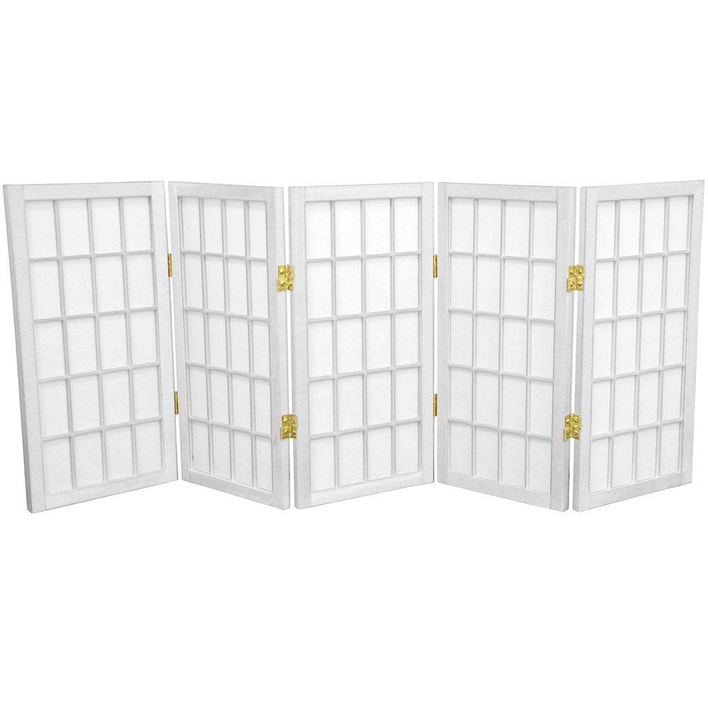 2 ft. Short Desktop Window Pane Shoji Screen - White - 5 Panels