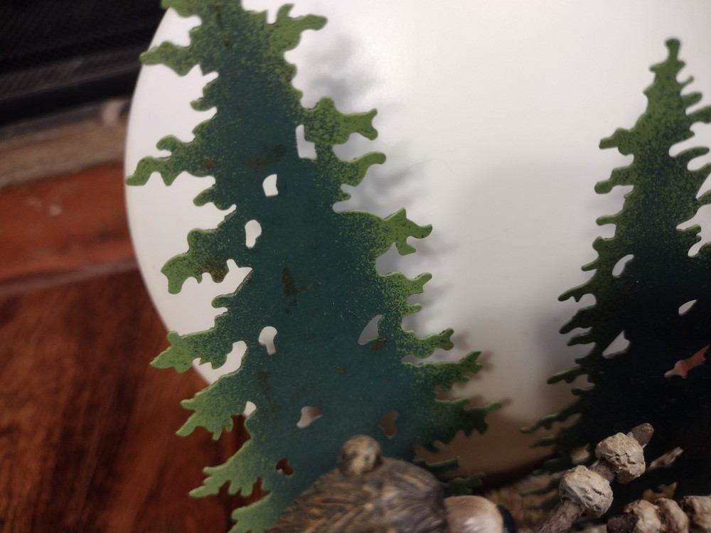 Bears Roasting Marshmallows Campfire Lamp Night Light Trees Moon