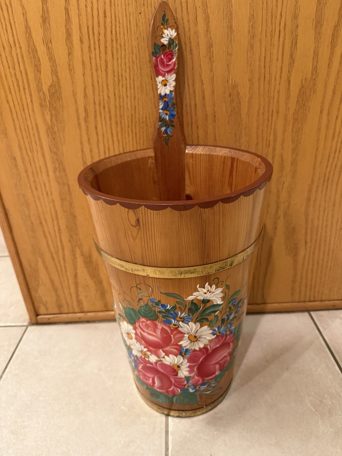 VTG Wood Umbrella Cane Plant Stand Handcrafted Painted Country Farmhouse 24"