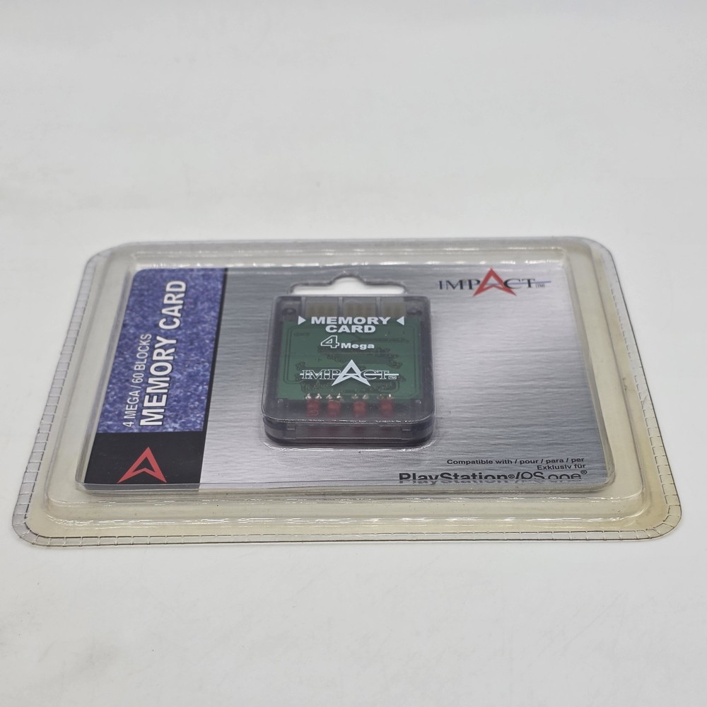 4 Mega Memory Card For PlayStation Digital Display Third Party Impact NIP Gray