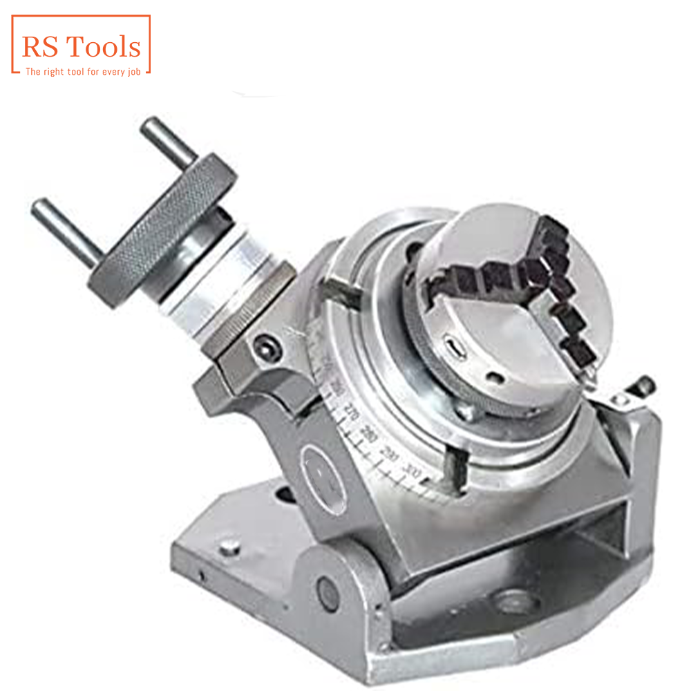4" 100mm Tilting Rotary Table And 65 mm Self Centering Chuck +Back Plate & Tnuts