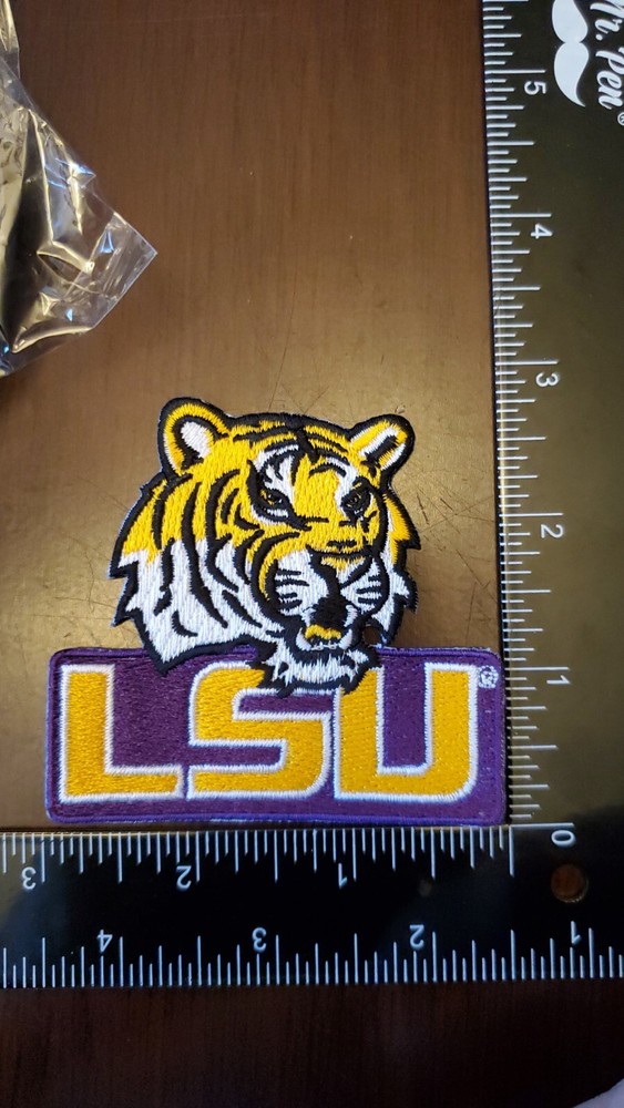LSU Tigers Patch. Embroidered. Iron On Backing. 3"x3"