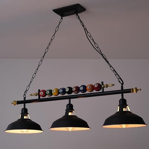 Billiard Pool Table Lights Hanging Over Pool Table with Billiard Ball 3 Lights